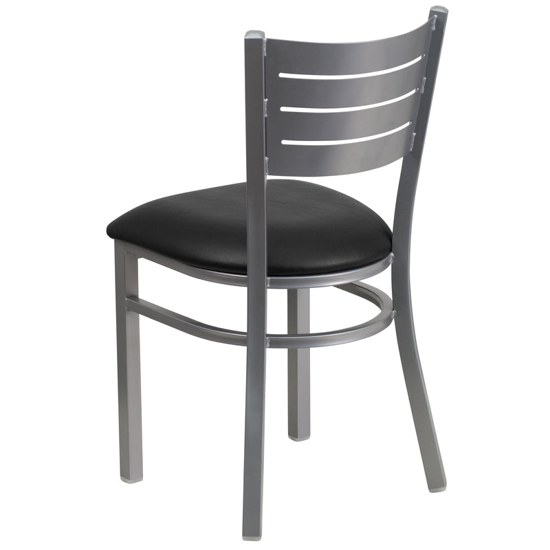 Silver Slat Chair-Black Seat