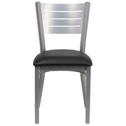 Silver Slat Chair-Black Seat