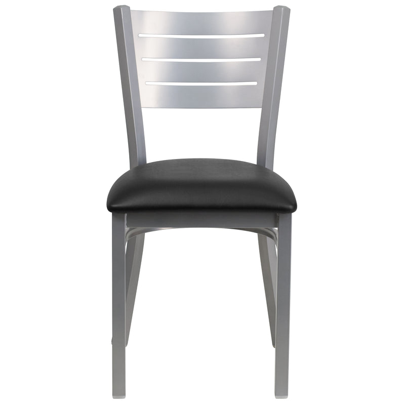 Silver Slat Chair-Black Seat