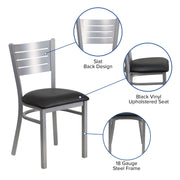 Silver Slat Chair-Black Seat
