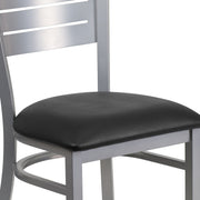 Silver Slat Chair-Black Seat