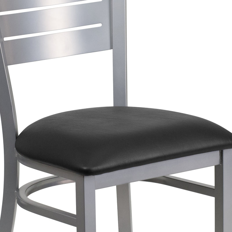 Silver Slat Chair-Black Seat