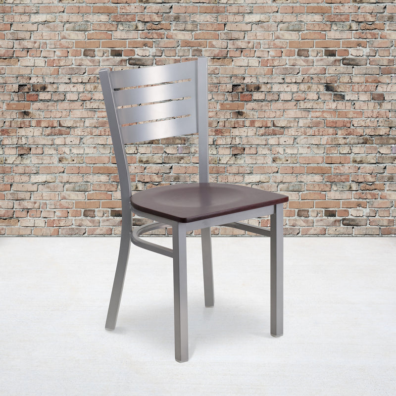 Silver Slat Chair-Mah Seat