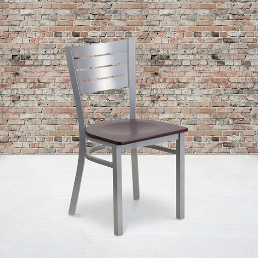 Silver Slat Chair-Mah Seat