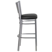 Silver Slat Stool-Black Seat