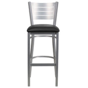 Silver Slat Stool-Black Seat