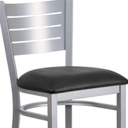 Silver Slat Stool-Black Seat