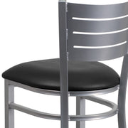 Silver Slat Stool-Black Seat