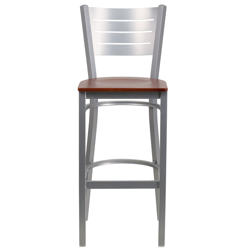 Silver Slat Stool-Chy Seat