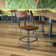 Walnut/Gray Metal Chair