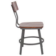 Walnut/Gray Metal Chair
