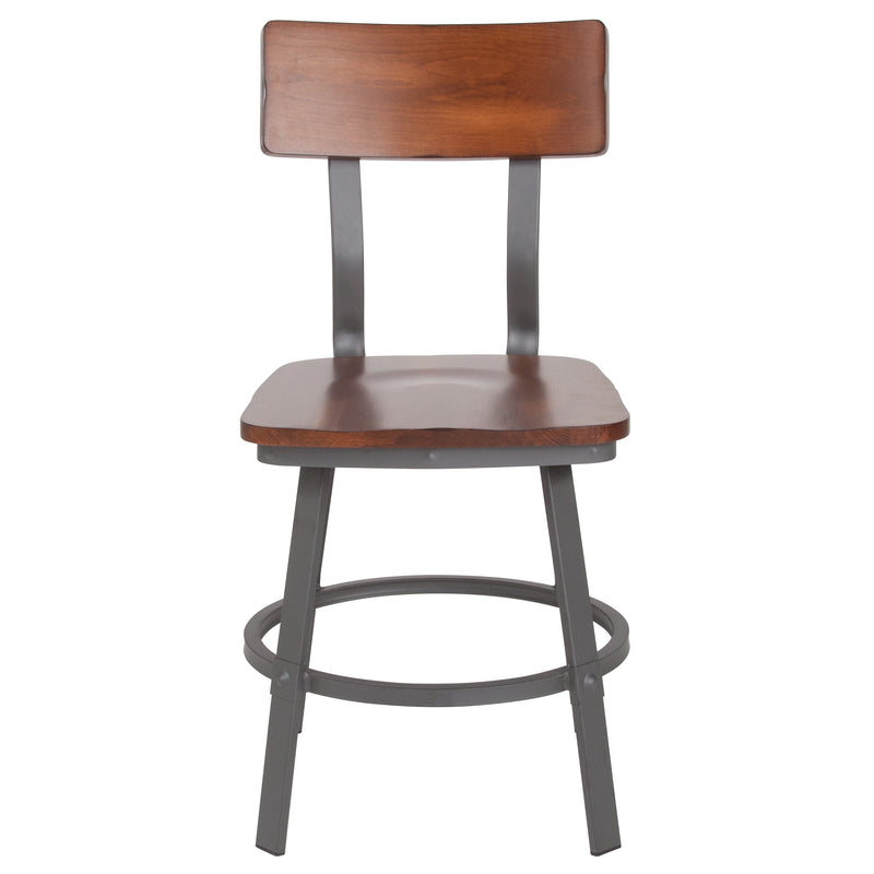 Walnut/Gray Metal Chair