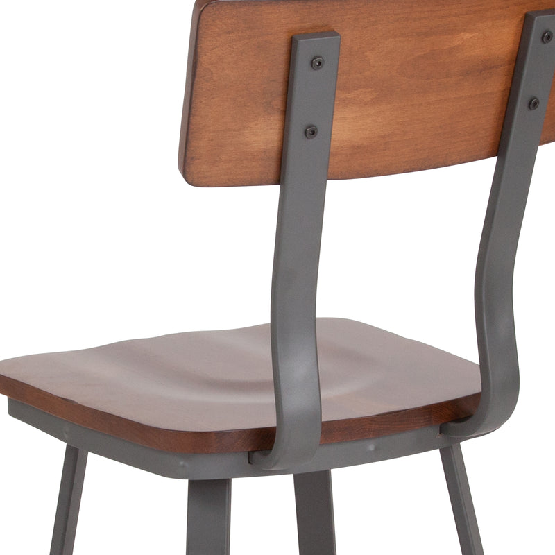 Walnut/Gray Metal Chair