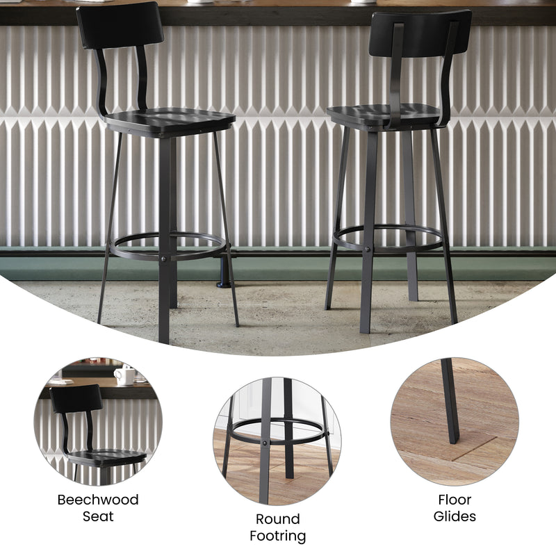 Black Metal Barstool
