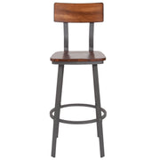 Walnut/Gray Metal Barstool