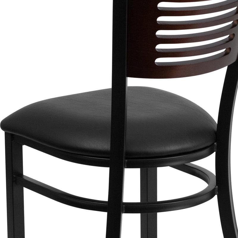 Bk/Wal Slat Chair-Black Seat