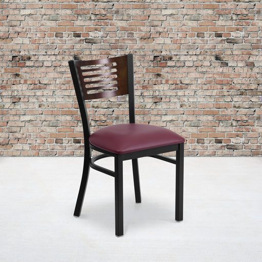 Bk/Wal Slat Chair-Burg Seat