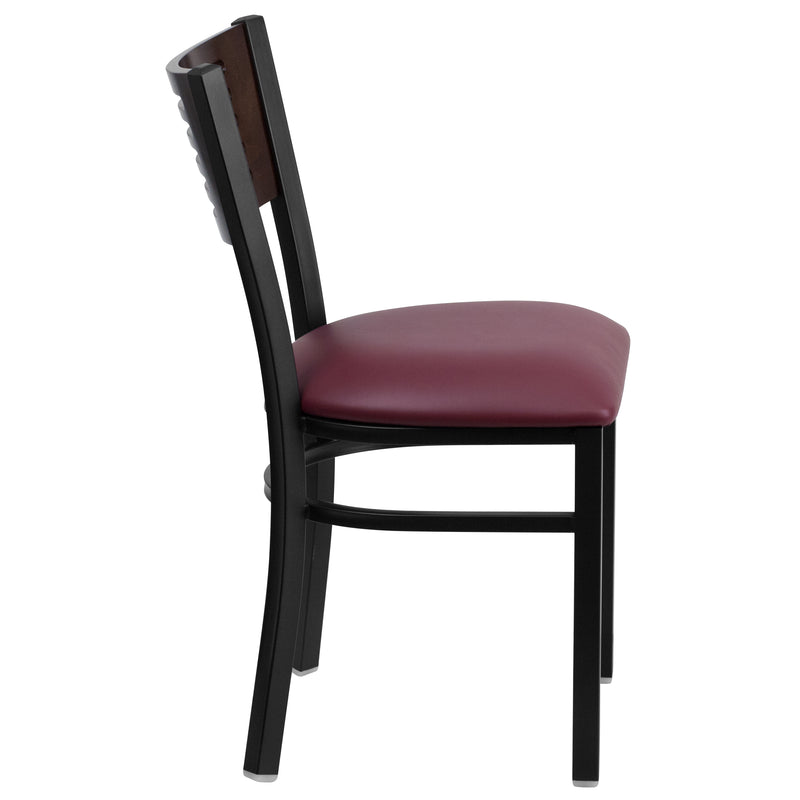 Bk/Wal Slat Chair-Burg Seat