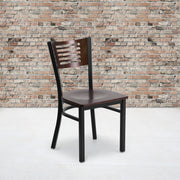 Bk/Wal Slat Chair-Wood Seat