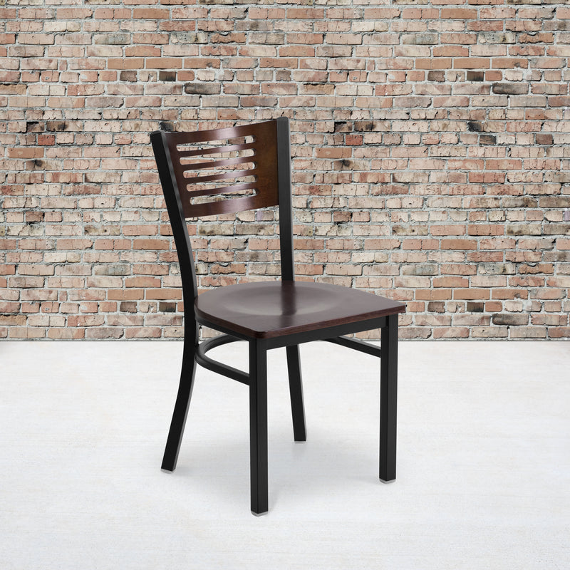 Bk/Wal Slat Chair-Wood Seat