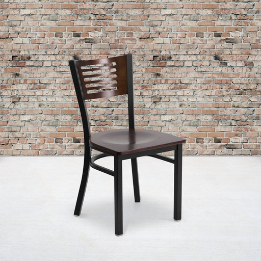Bk/Wal Slat Chair-Wood Seat