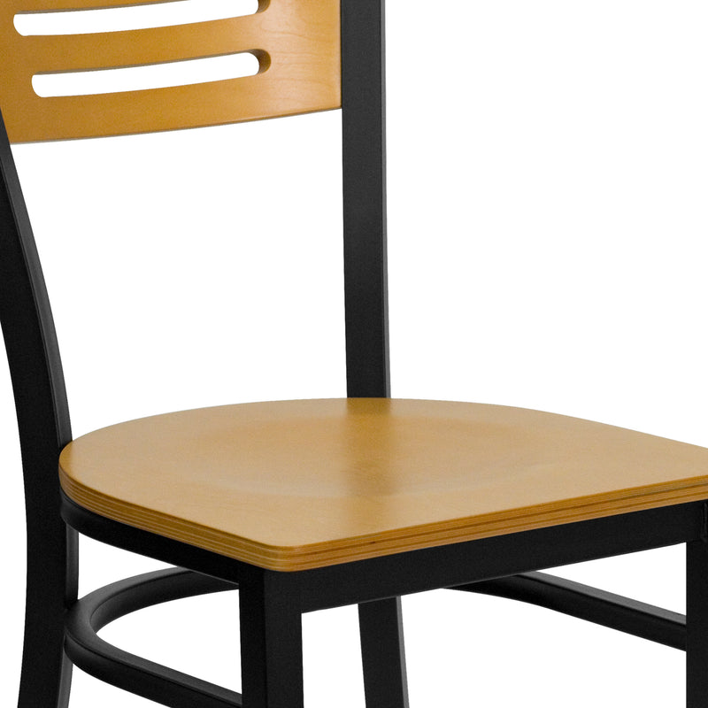 Bk/Nat Slat Chair-Wood Seat
