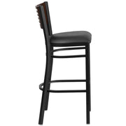 Bk/Wal Slat Stool-Black Seat