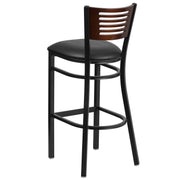 Bk/Wal Slat Stool-Black Seat