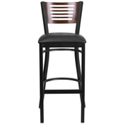 Bk/Wal Slat Stool-Black Seat