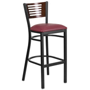 Bk/Wal Slat Stool-Burg Seat