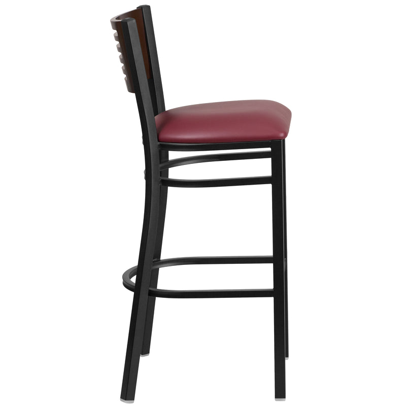Bk/Wal Slat Stool-Burg Seat