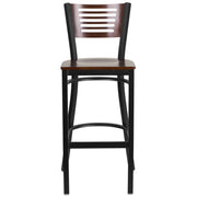 Bk/Wal Slat Stool-Wood Seat