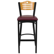 Bk/Nat Slat Stool-Burg Seat