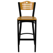 Bk/Nat Slat Stool-Wood Seat