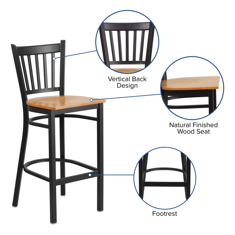 Black Vert Stool-Nat Seat