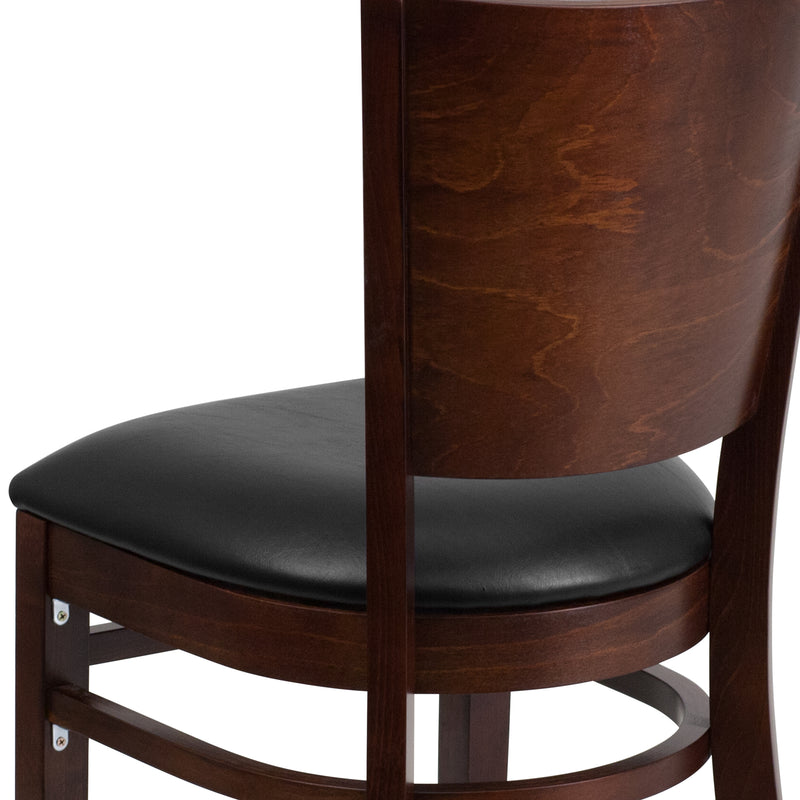 Walnut Wood Chair-Blk Vinyl