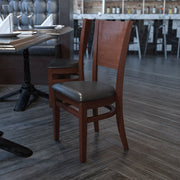Walnut Wood Chair-Blk Vinyl