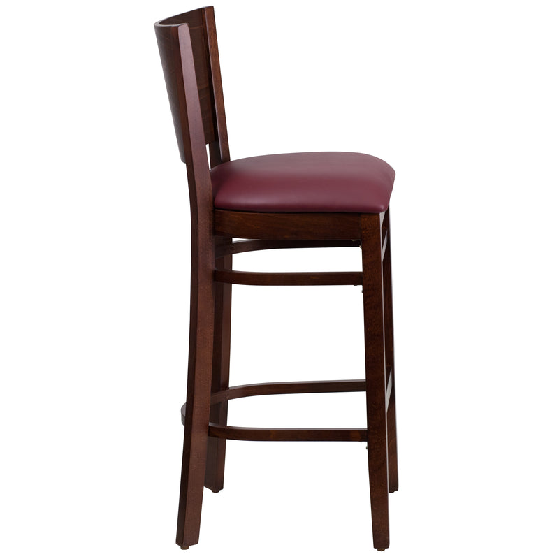 Walnut Wood Stool-Burg Vinyl