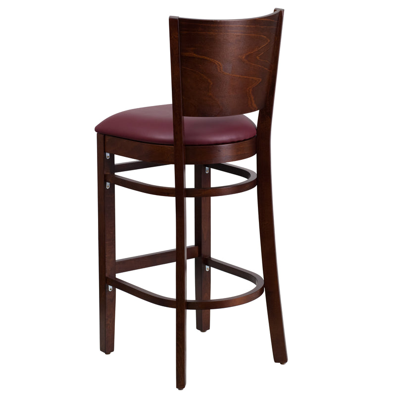 Walnut Wood Stool-Burg Vinyl