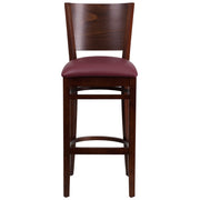 Walnut Wood Stool-Burg Vinyl