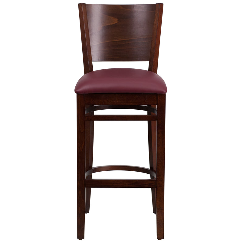 Walnut Wood Stool-Burg Vinyl