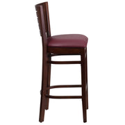 Walnut Wood Stool-Burg Vinyl