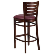 Walnut Wood Stool-Burg Vinyl