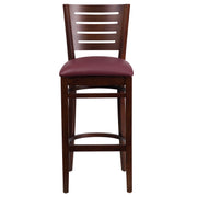 Walnut Wood Stool-Burg Vinyl