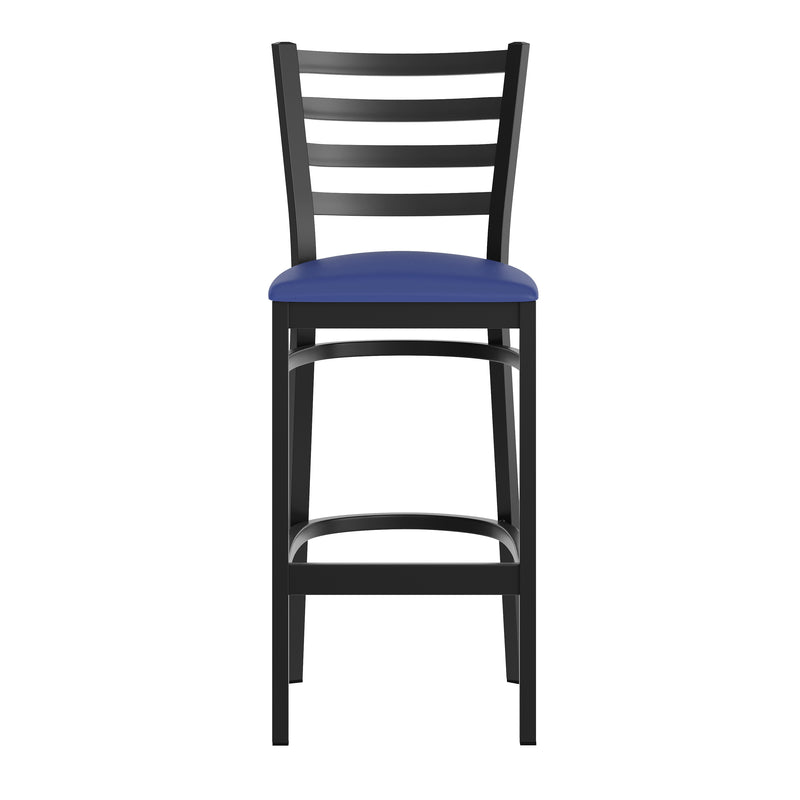 Black Ladder Stool-Blue Seat