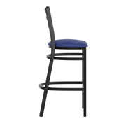Black Ladder Stool-Blue Seat