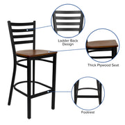 Black Ladder Stool-Cherry Seat