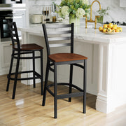 Black Ladder Stool-Cherry Seat