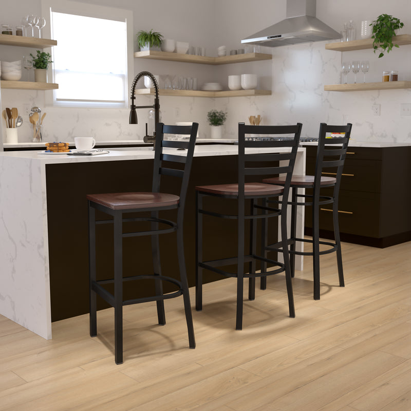 Black Ladder Stool-Mah Seat