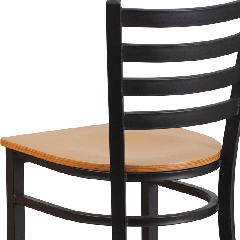 Black Ladder Stool-Nat Seat